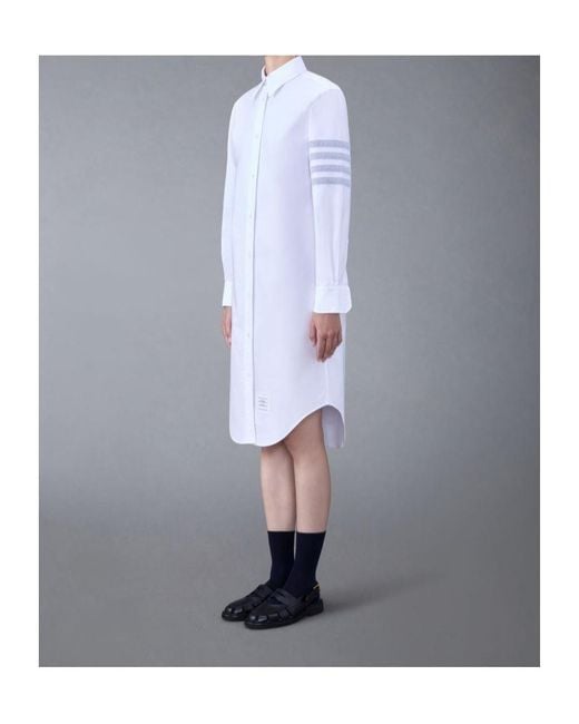 Thom Browne Blue 4-Bar Long-Sleeved Shirt Dress