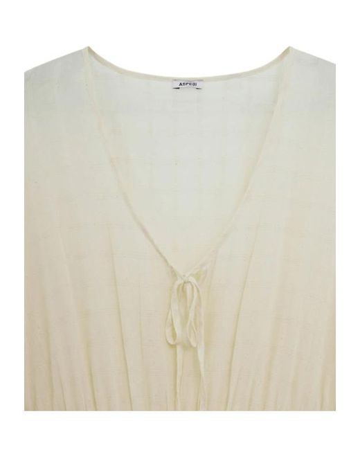 Aspesi White Lace-Up Detail Dress