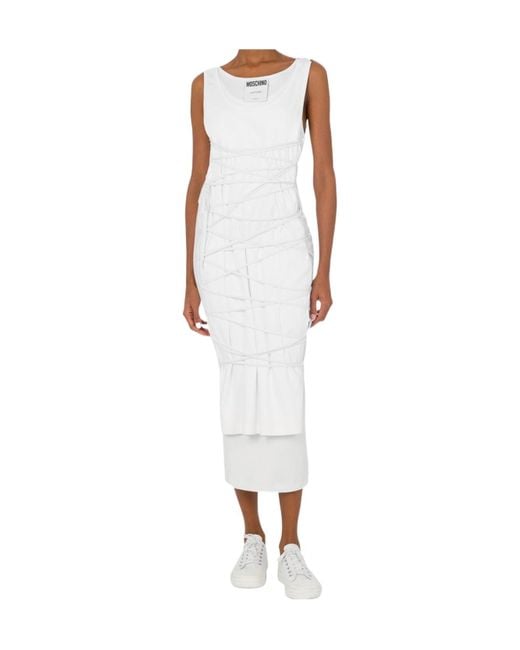 Moschino White Lace Stretch Dress