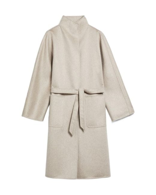 Max Mara White Lilia Belted Long-Sleeved Coat