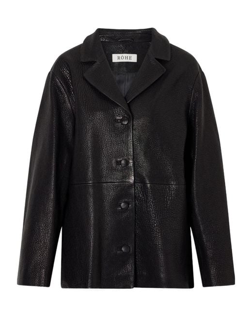 Rohe Black Single-Breasted Grained-Leather Jacket