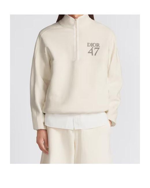 Dior White Regular-Fit Sweater With Stand Collar for men