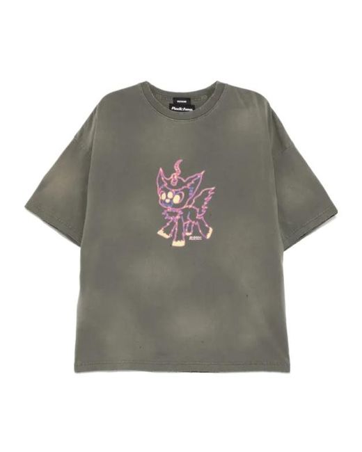 we11done Gray Graphic-Printed T-Shirt for men