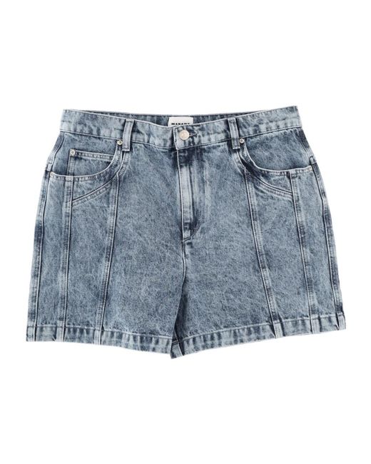 Isabel Marant Blue Acid-Wash Denim Shorts