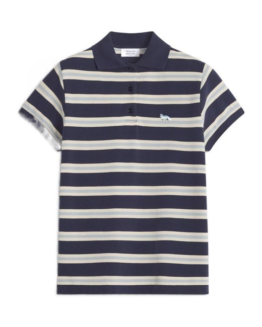 Maison Kitsuné Blue Maison Kitsuné Baby Fox Striped Polo Shirt