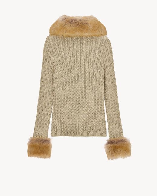 Saint Laurent Natural Cable-Knit Cardigan