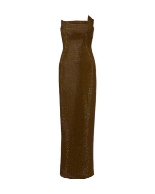 Roland Mouret Green Embellished Strapless Gown