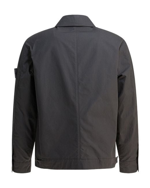 Stone Island Gray Logo Patch Zip-Up Jacket for men