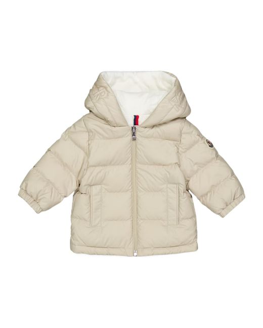 Moncler White Logo Patch Down Jacket