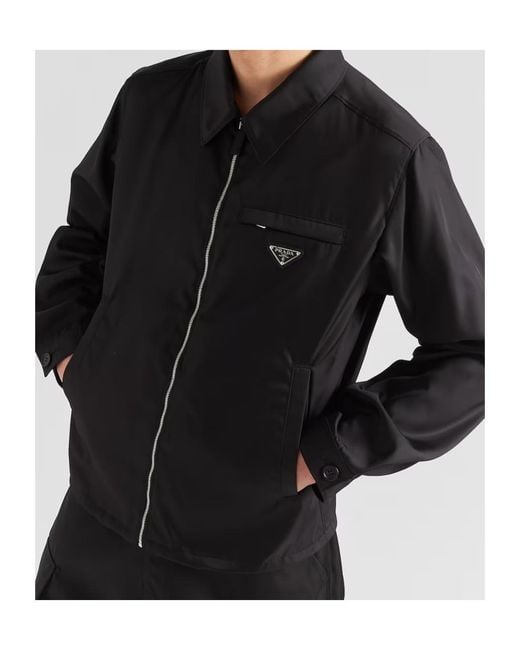Prada Black Logo Plaque Zipped Jacket for men