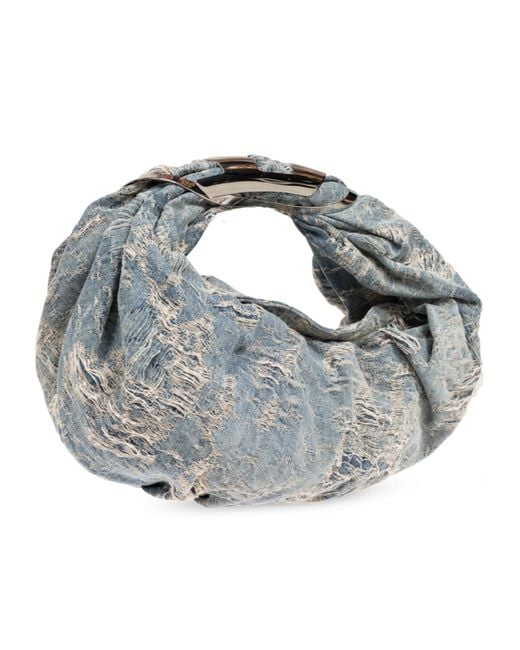 DIESEL Metallic Grab-D Distressed Denim Hobo Bag
