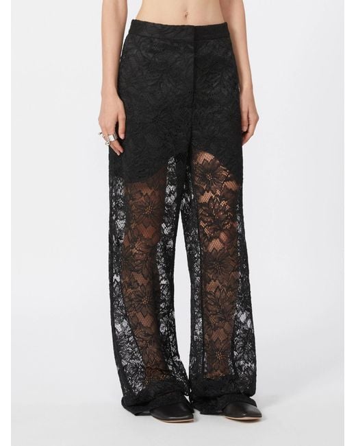 Sportmax Black Afoso Straight Leg Lace Trousers