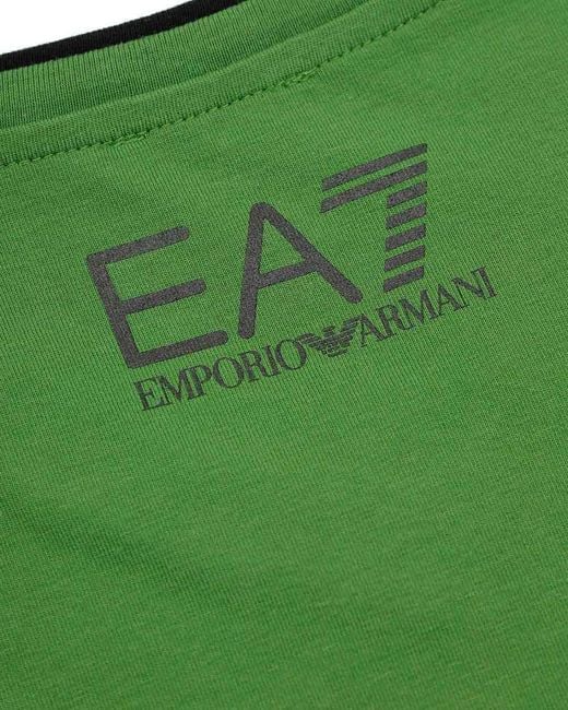 EA7 Green Logo T-Shirt With Round Neck for men