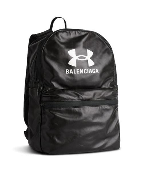 Balenciaga Black Under Armour Logo Printed Backpack for men