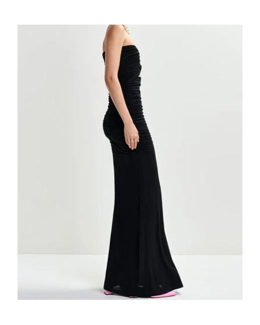 Essentiel Antwerp Black Cut-Out-Detail Ruched Maxi Dress