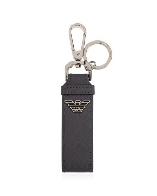 Emporio Armani White Slim Card Holder And Keychain Set for men