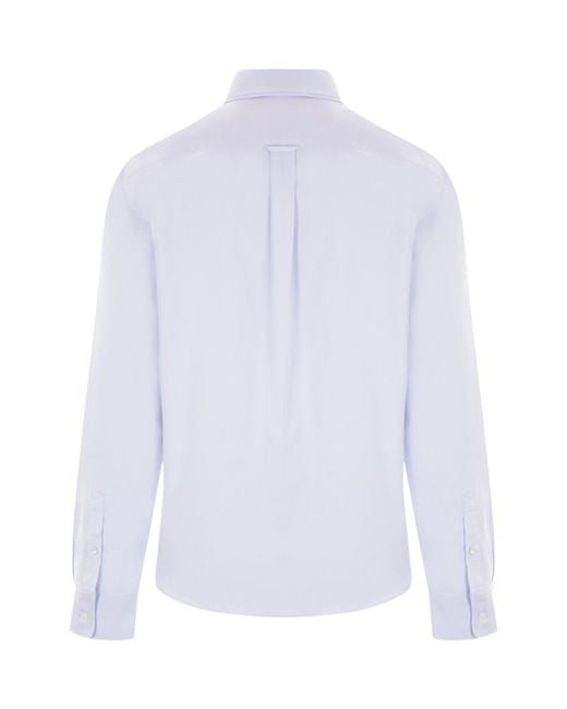 Maison Kitsuné White Maison Kitsuné Fox Head Embroidered Long-Sleeved Shirt for men