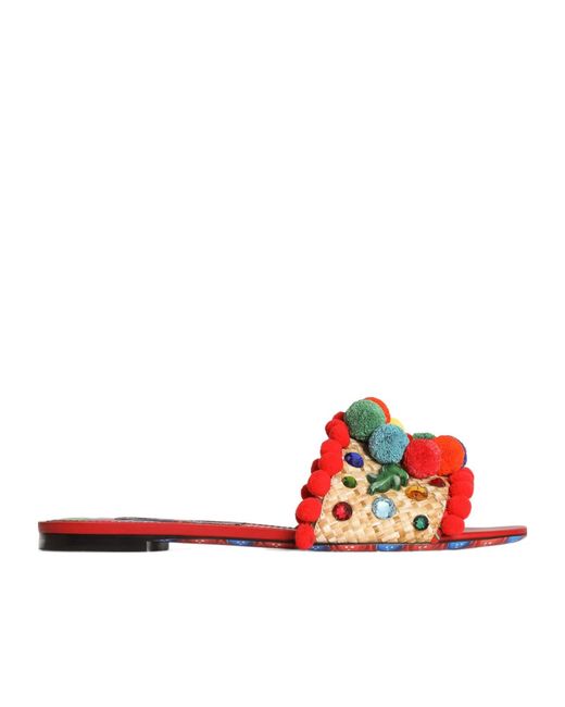 Dolce & Gabbana Embroidered Flat Slides