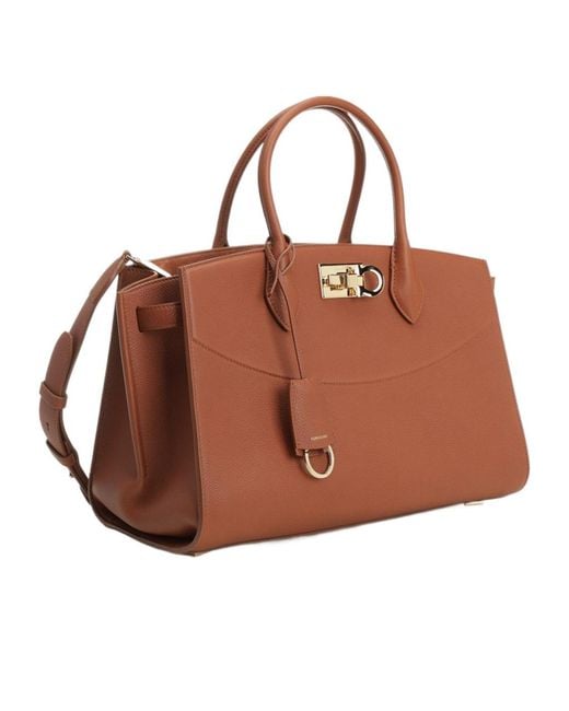 Ferragamo Brown Ferragamo New Ferragamo Studio Large Soft Bag