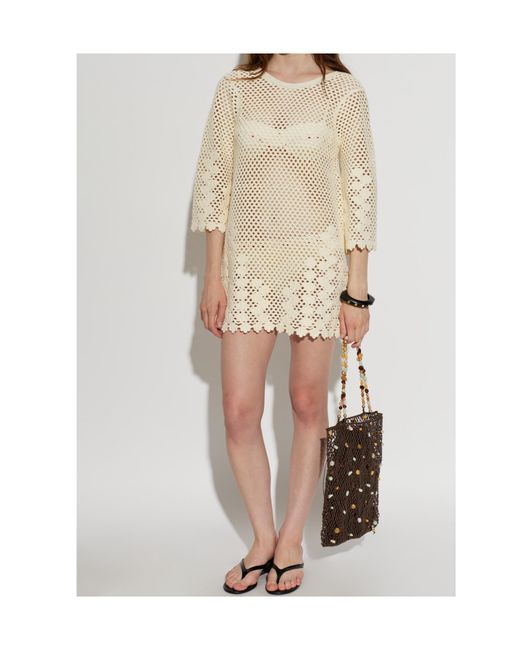 Posse Natural Saskia Floral-Crochet Mini Dress