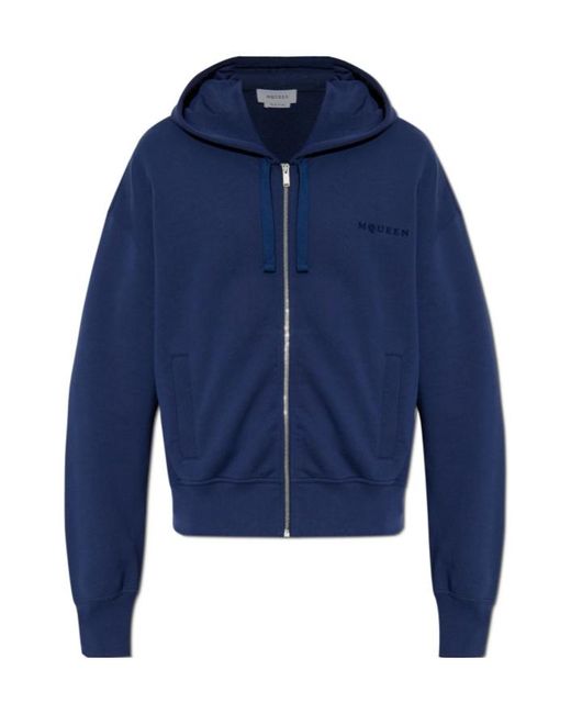 McQueen Blue Hoodie With Logo for men