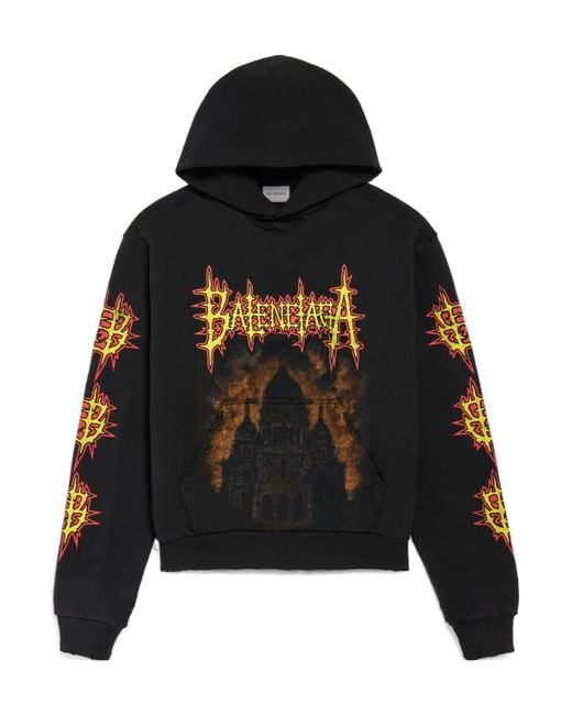 Balenciaga Black Graphic Medium Fit Hoodie