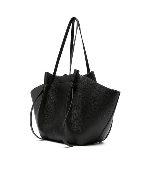 Yuzefi Black Large Mochi Pebble-Grain Shoulder Bag