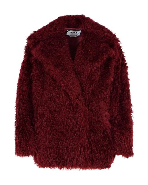 MSGM Red Burgundy Acrylic Blend Coat