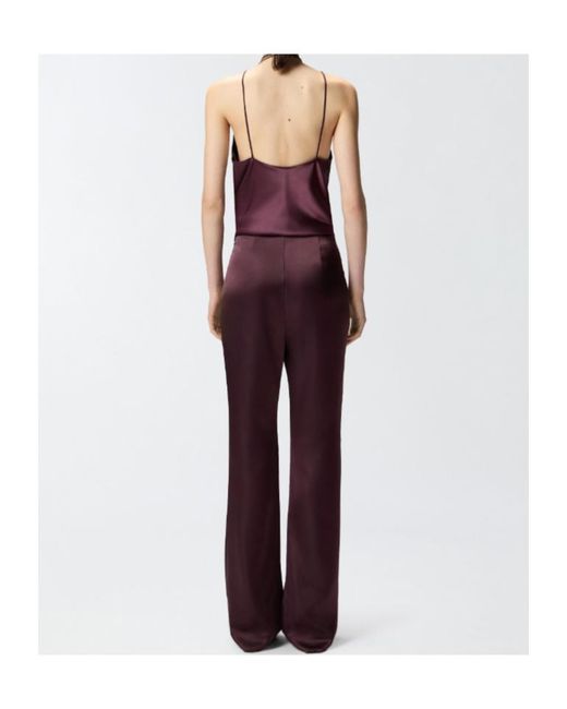 Pinko Purple Pinolo Flared Satin Trousers