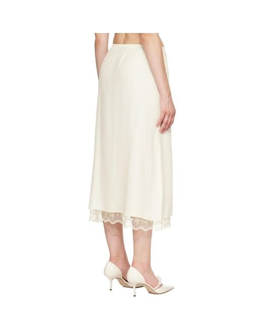 Simone Rocha White Lace-Trim Midi Skirt
