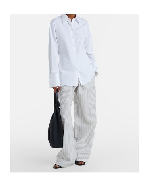 Rohe Gray Striped Silk And Cotton Wide-Leg Pants