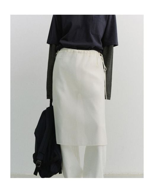 DUNST White Drawstring Midi Skirt