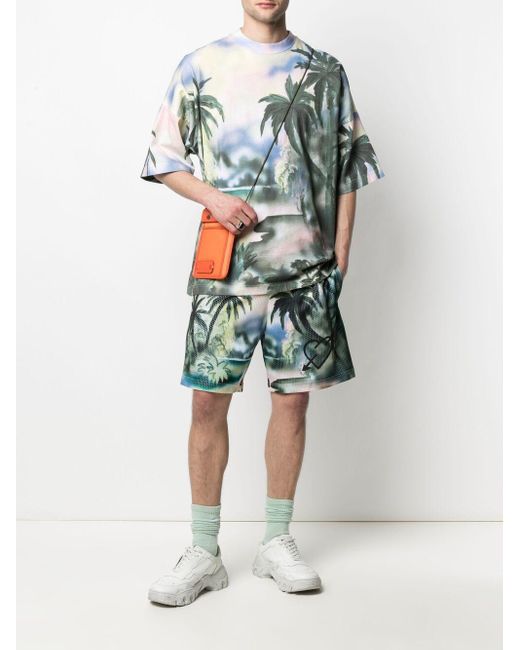 Palm Angels Blue Paradise Printed Shorts for men