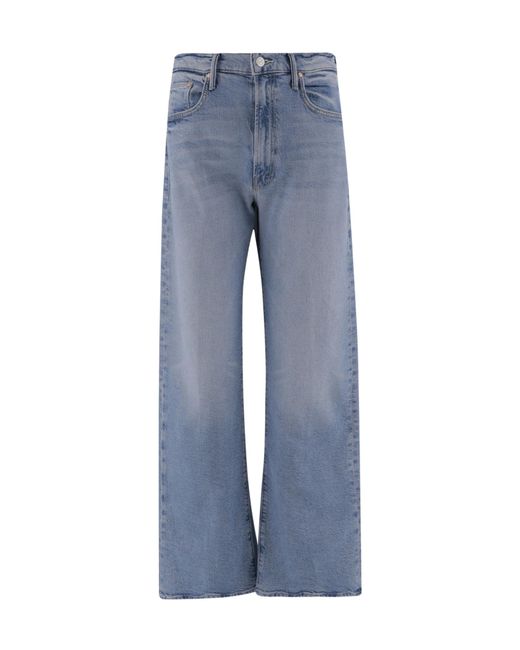 Mother Blue High-Waist Wide-Leg Jeans