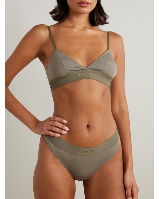 Tom Ford Natural Logo-Embroidered Thong
