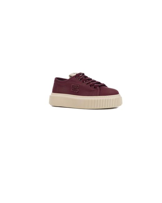 Miu Miu Purple Logo-Embroidered Sneakers