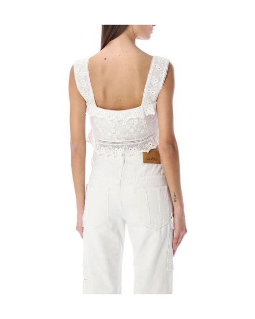 Isabel Marant White Mecelia Broderie Anglais Cropped Top
