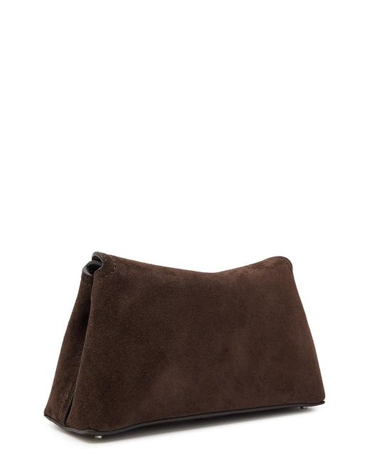 Totême Brown T-Lock Suede Clutch
