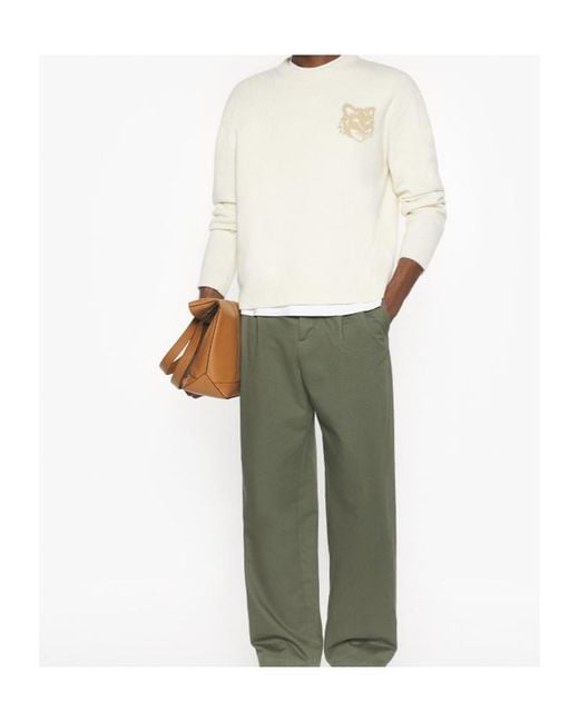 Maison Kitsuné White Maison Kitsuné Fox Head Intarsia Jumper for men