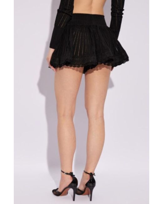 Alaïa Black Striped Lace Shorts