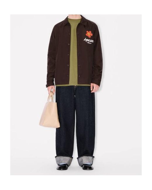 KENZO Black X Futura 2000 Logo Detailed Buttoned Shirt Jacket for men