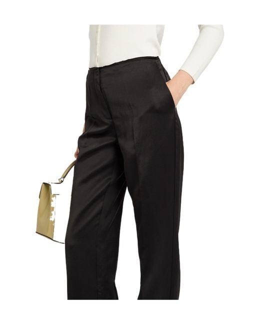 Totême Black Rawedged Straightleg Satin Trousers