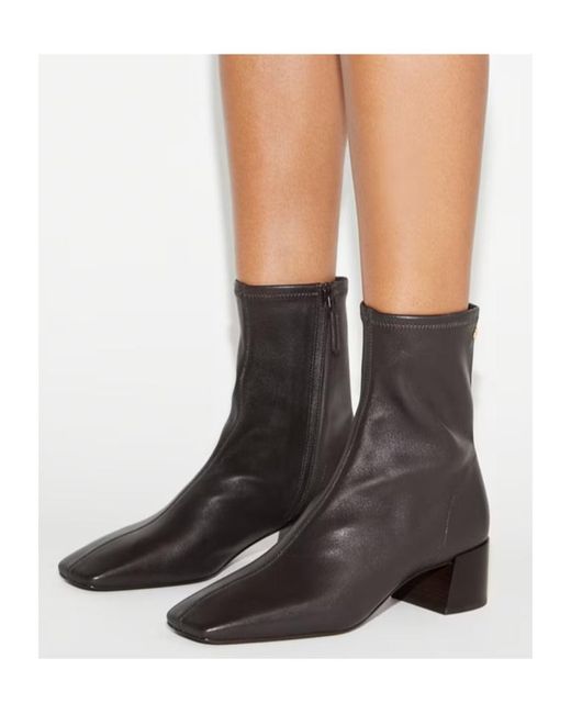 Tory Burch Black Logo Plaque Square-Toe Ankle Boots