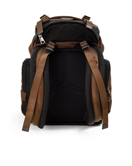 Prada Brown Color-Block Nylon Backpack for men