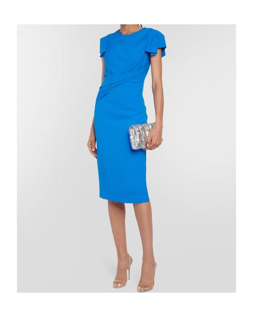 Roland Mouret Blue Gathered Midi Dress