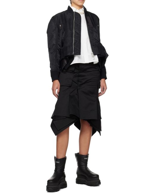 Sacai White Layered Pleated Poplin Shirt