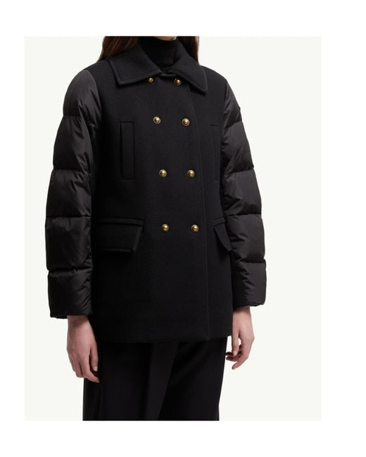 Moncler Black Chaillo Wool Down Coat