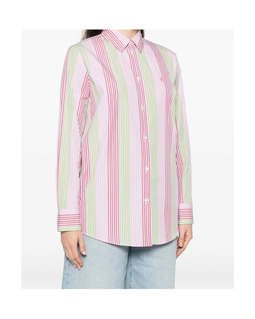 Etro Pink Striped-Pattern Long-Sleeve Shirt