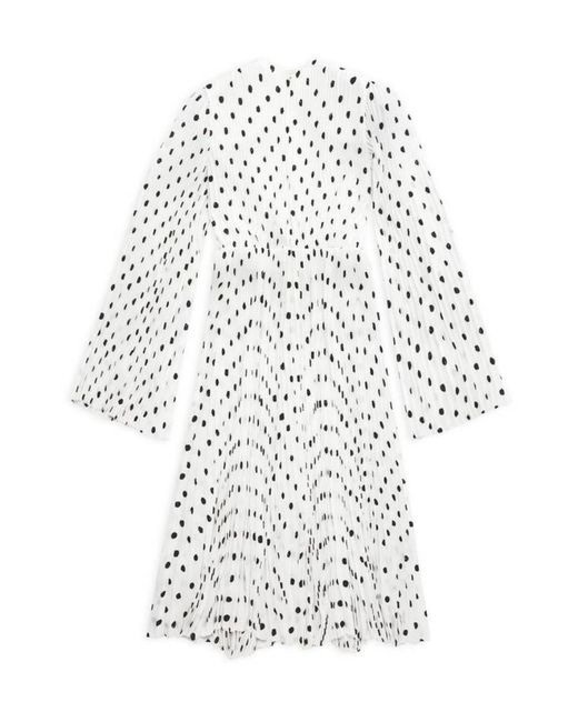 Balenciaga White Polka Dots Printed Pleated Dress