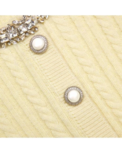 Self-Portrait Blue Embellished Crewneck Cardigan